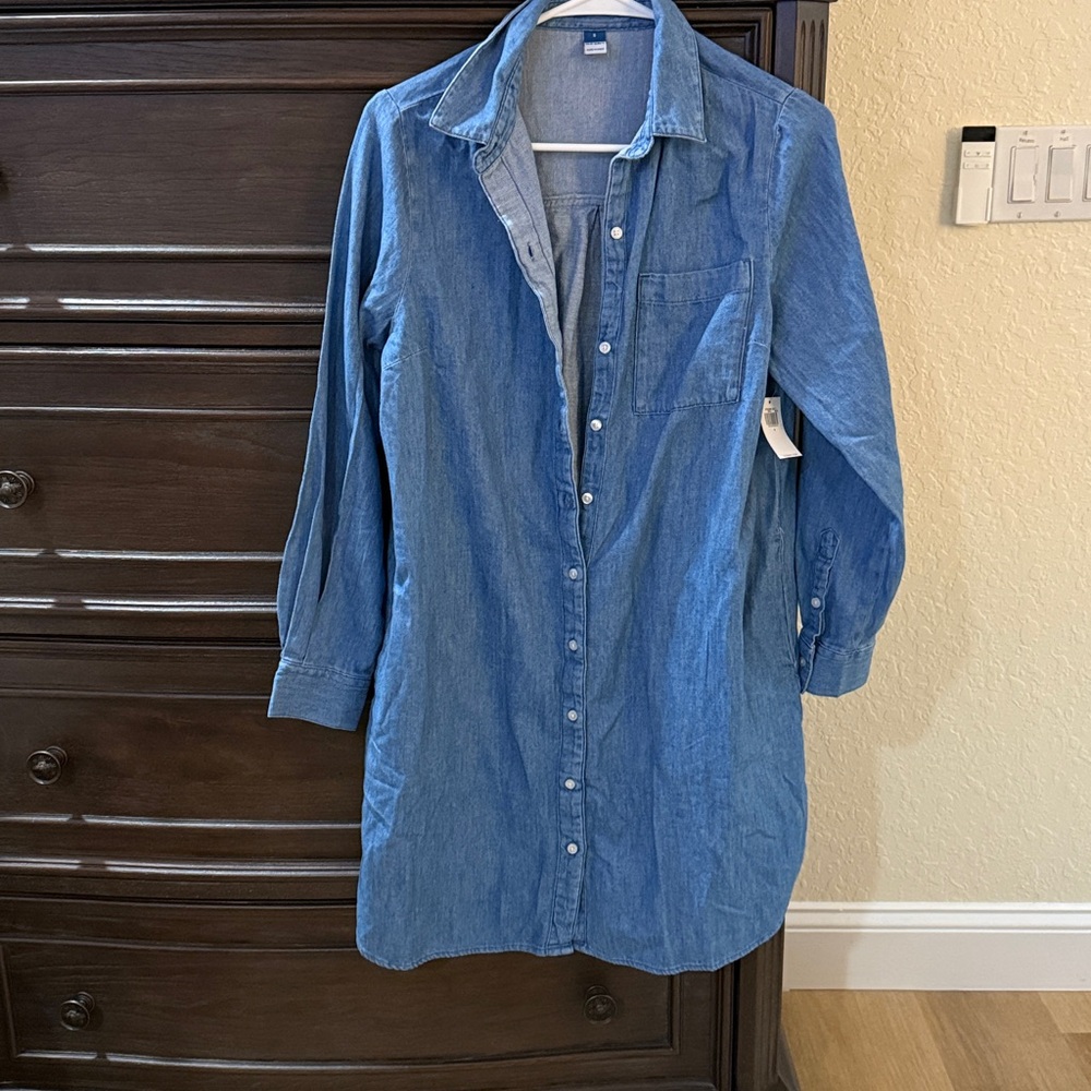 Old navy Blue Denim Button-Up Shirt Dress